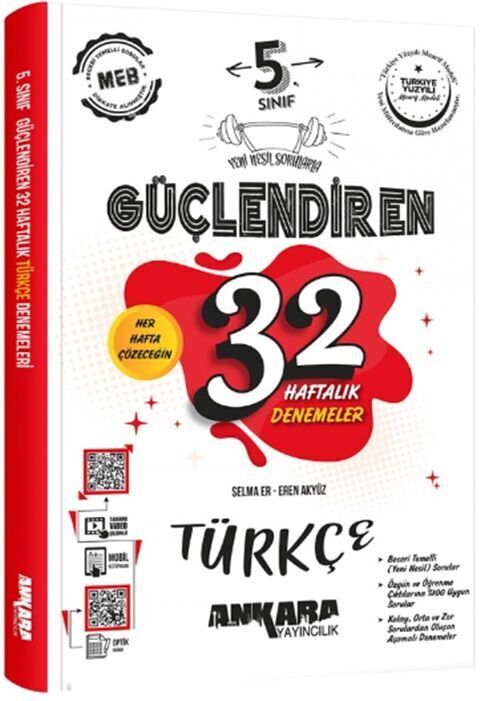 ANKARA 5.SINIF TÜRKÇE GÜÇLENDİREN 32 HAFTALIK KAZANIM DENEMELERİ