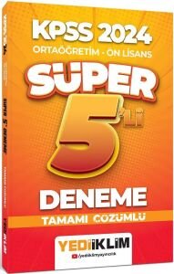 YEDİİKLİM KPSS ÖN LİSAN SÜPER 5 Lİ DENEME 2024
