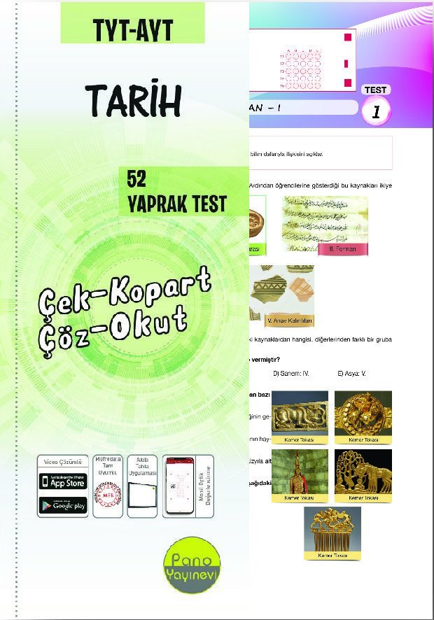 Pano Yayınevi TYT-AYT Tarih Yaprak Testleri (52 Adet) Çek Kopart