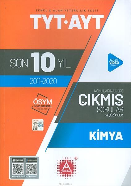 A YAYINLARI TYT AYT KİMYA 10 YIL SORU VE ÇÖZÜMLERİ