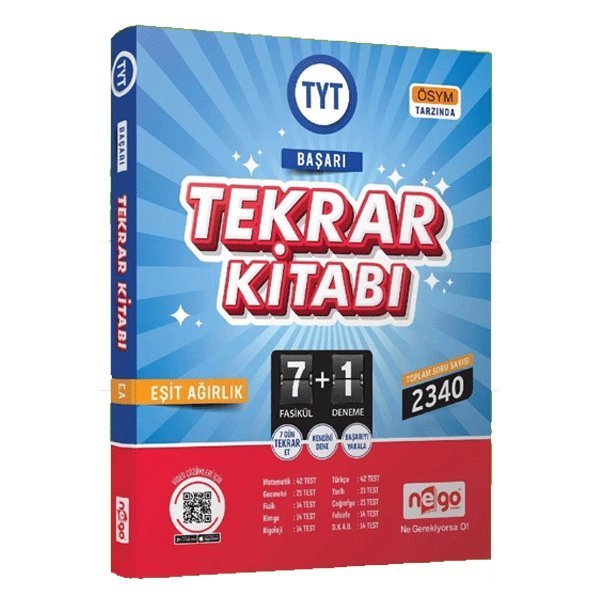 Nego Yayınları TYT Eşit Ağırlık Başarı Tekrar Kitabı 7 Fasikül +1 Deneme