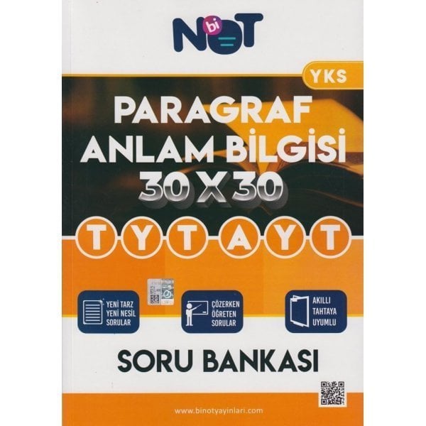 BİNOT TYT AYT PARAGRAF ANLAM BİLGİSİ SORU BANKASI 30X30